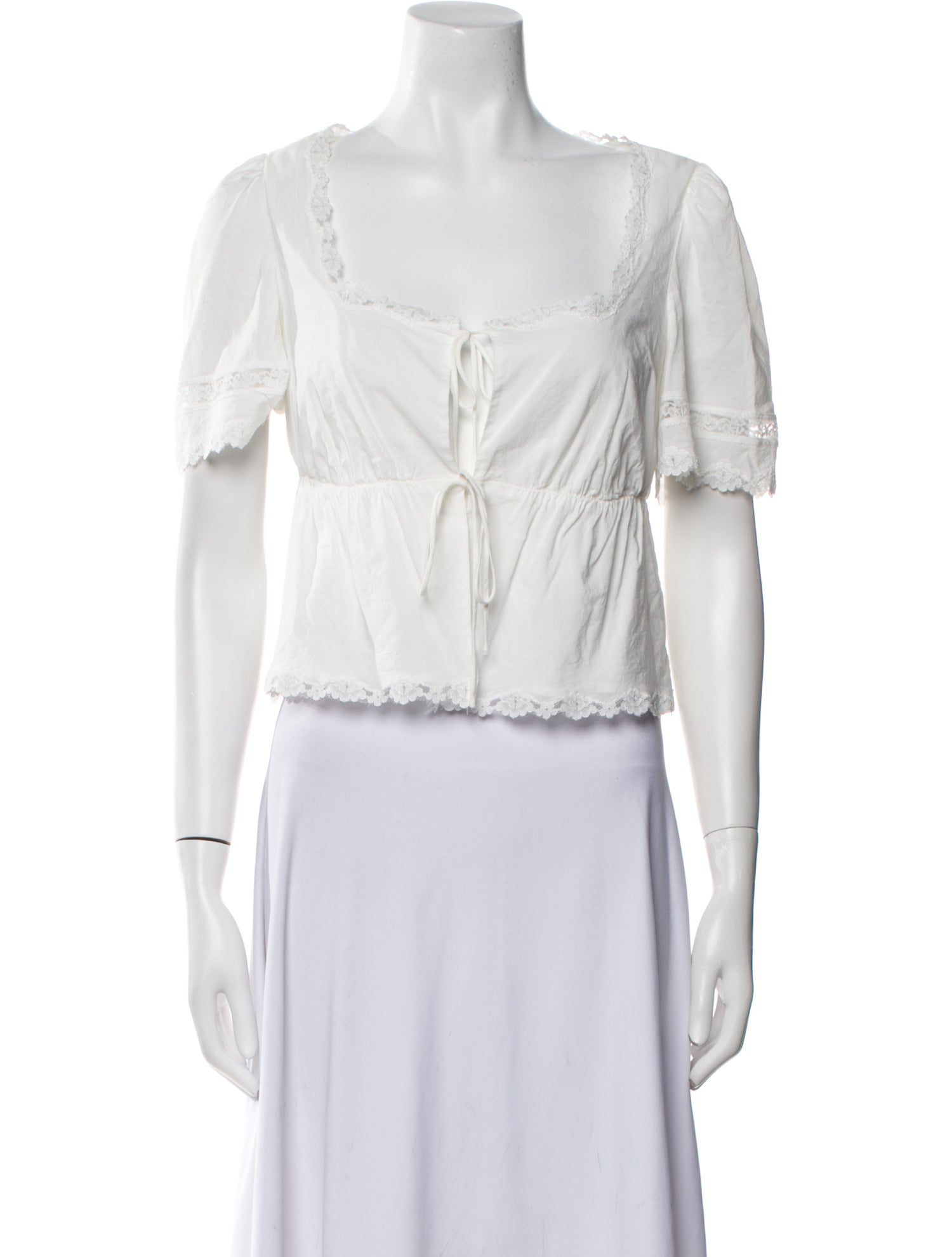 Reformation Square Neckline Short Sleeve Crop Top