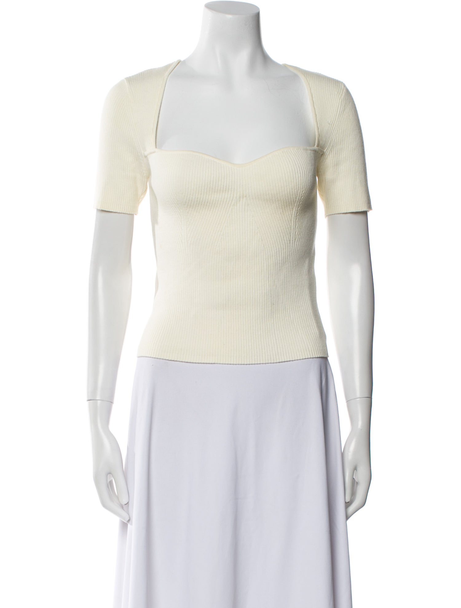 Reformation Square Neckline Short Sleeve Crop Top