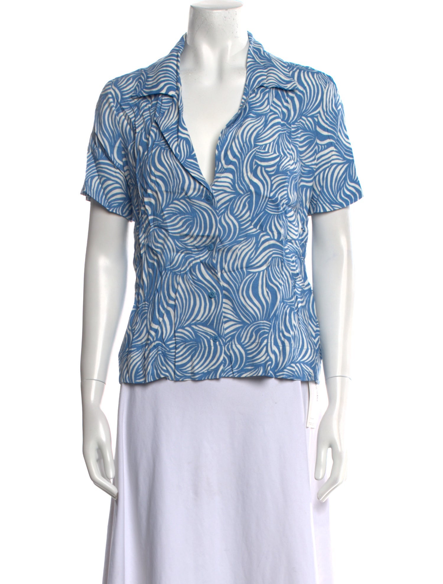 Reformation Printed V-Neck Blouse