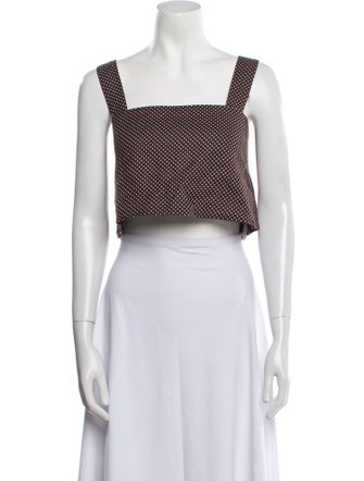 Reformation Linen Polka Dot Print Crop Top