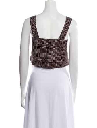 Reformation Linen Polka Dot Print Crop Top