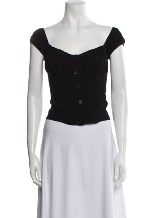 Reformation Square Neckline Short Sleeve Crop Top