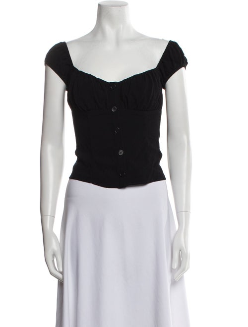 Reformation Square Neckline Short Sleeve Crop Top