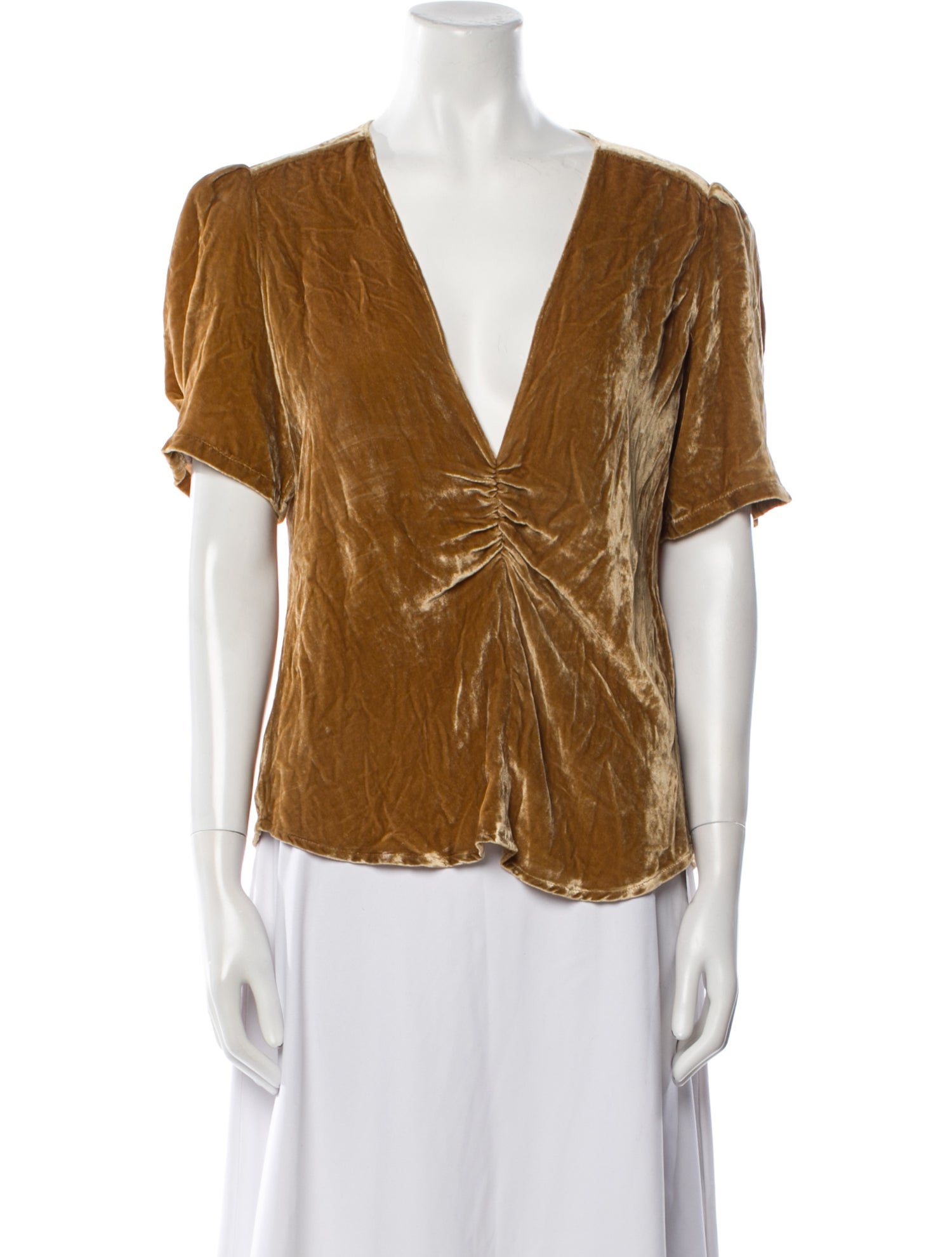 Reformation V-Neck Short Sleeve Blouse