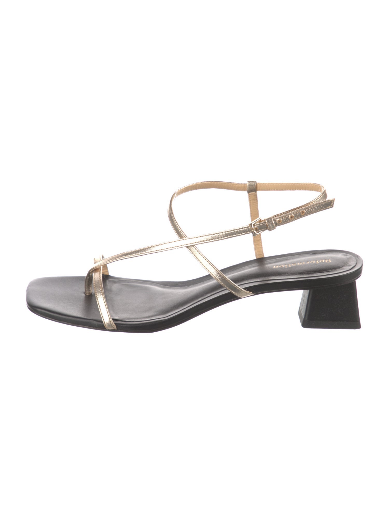 Reformation Leather Colorblock Pattern Slingback Flats