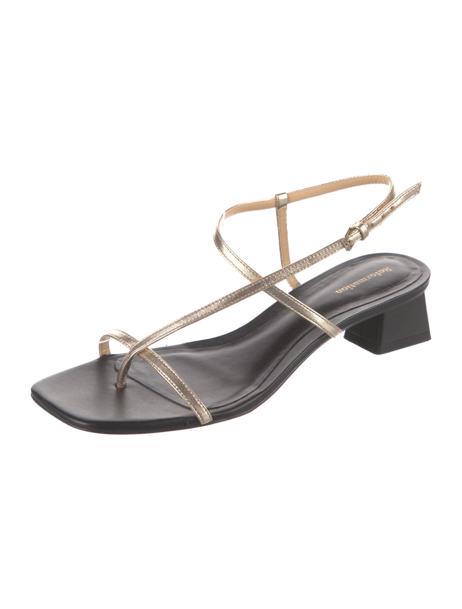 Reformation Leather Colorblock Pattern Slingback Flats