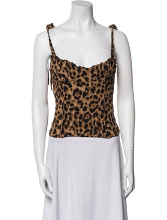 Reformation Animal Print Square Neckline Crop Top