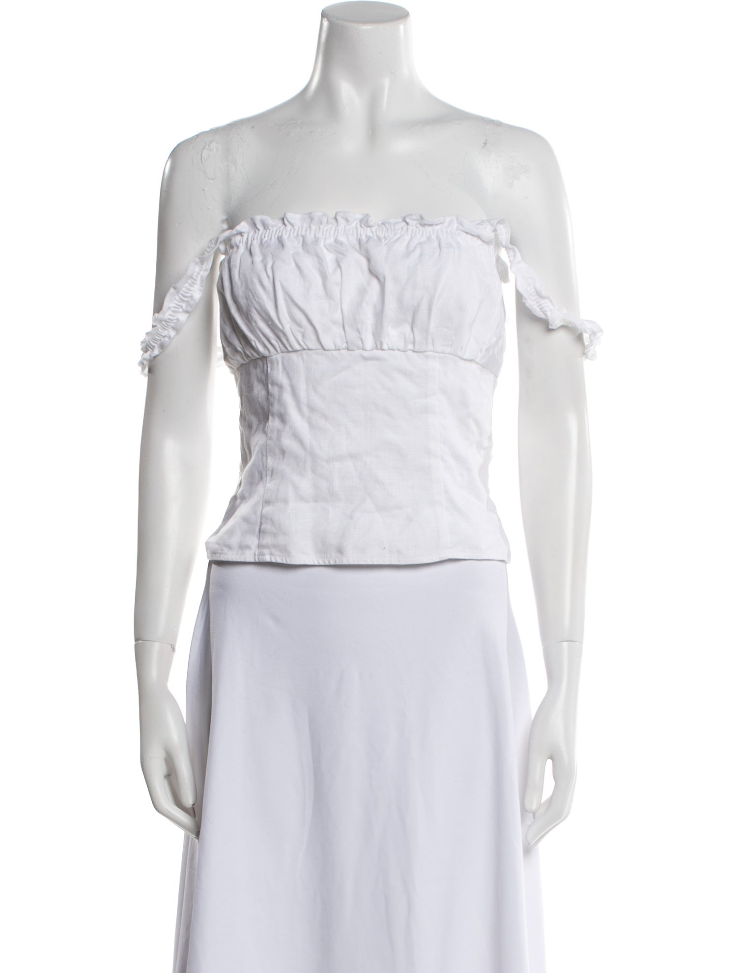 Reformation Linen Off-The-Shoulder Crop Top