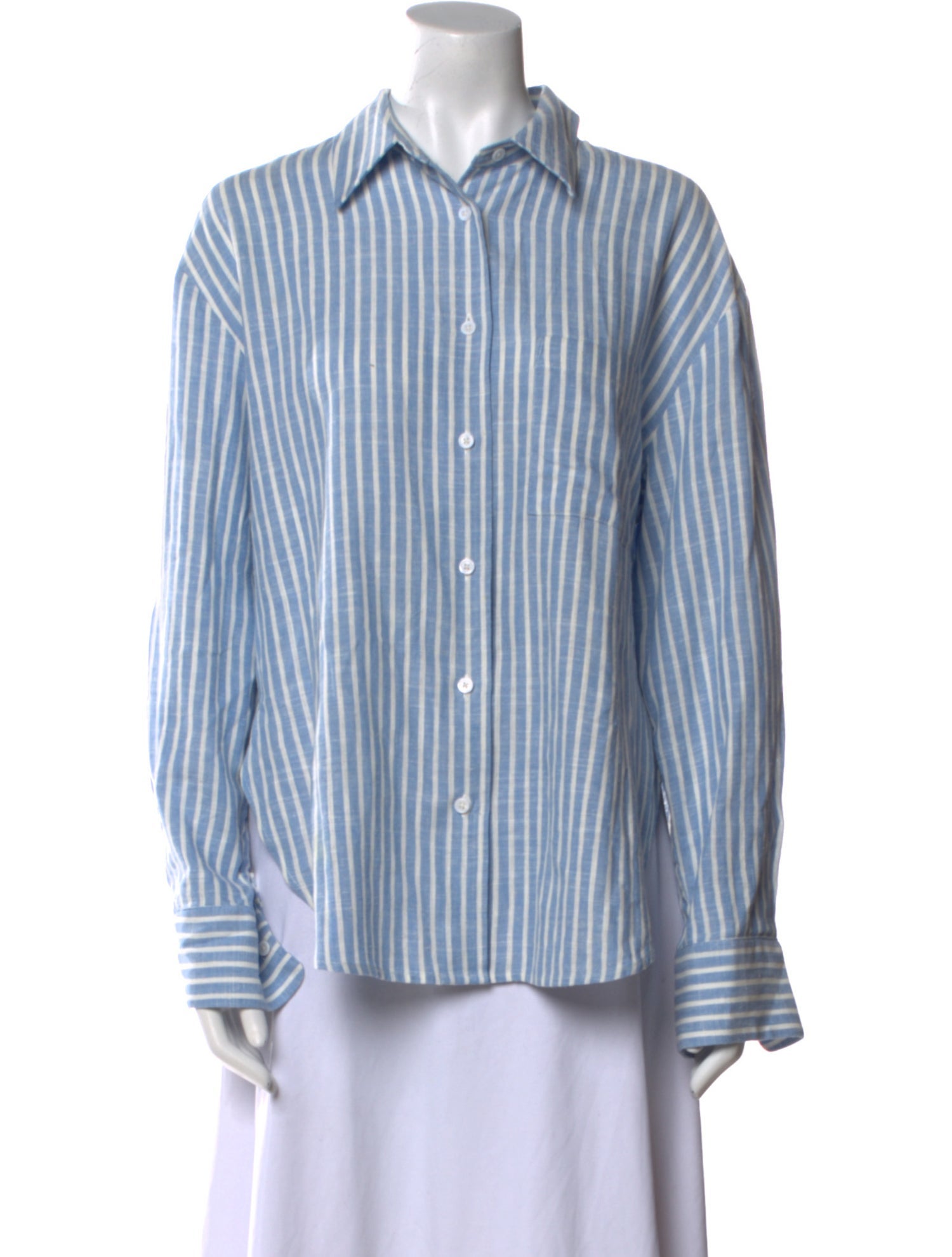 Reformation Striped Long Sleeve Button-Up Top