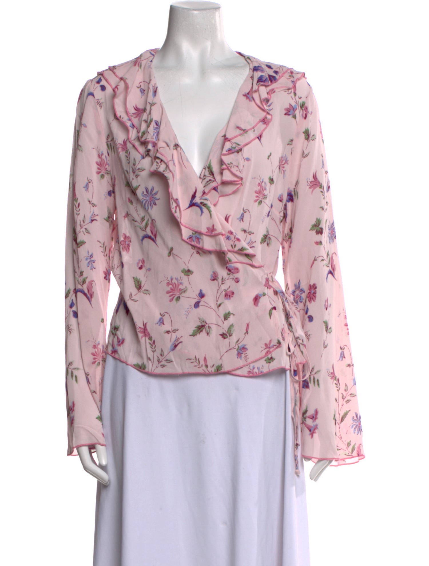 Reformation Floral Print V-Neck Blouse