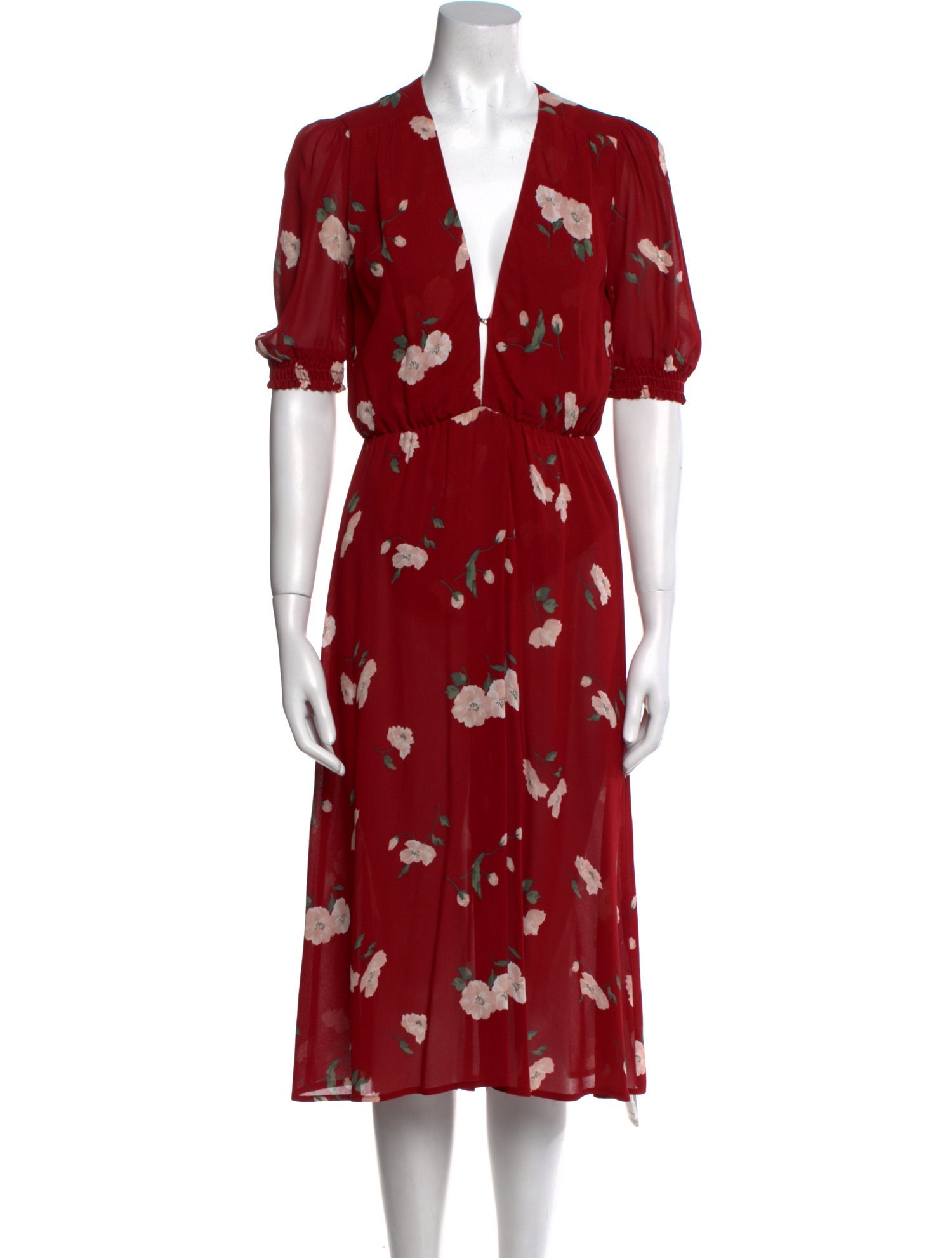 Reformation Floral Print Midi Length Dress