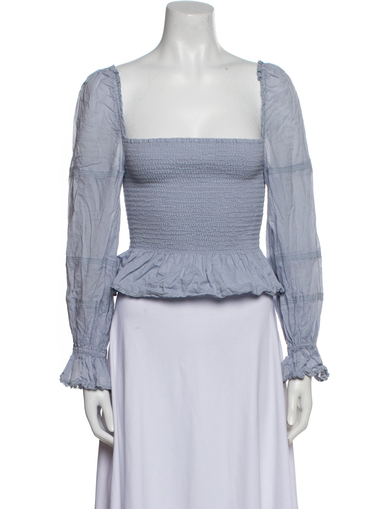 Reformation Square Neckline Long Sleeve Crop Top