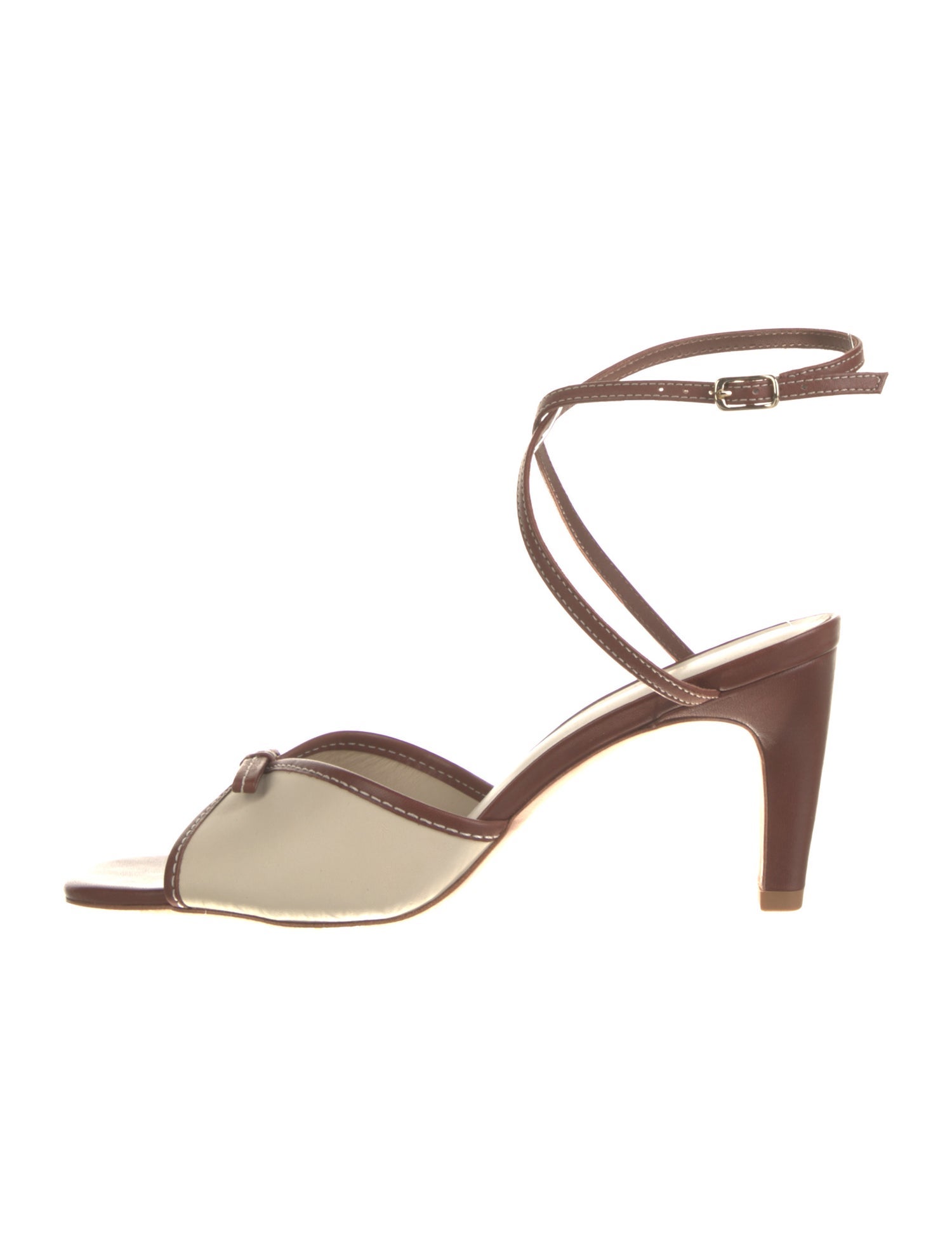 Reformation Leather Whipstitch Trim Sandals