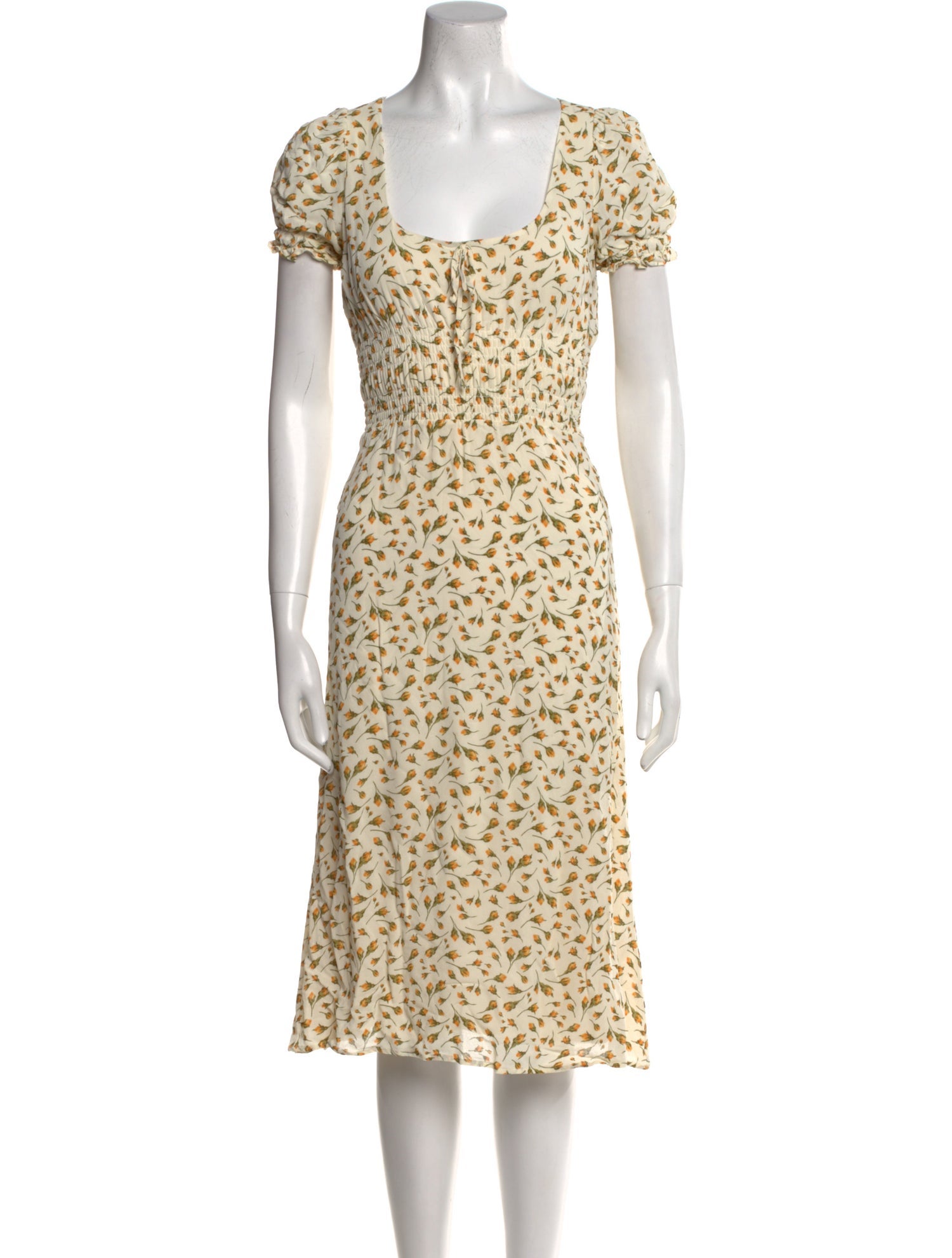 Reformation Floral Print Knee-Length Dress