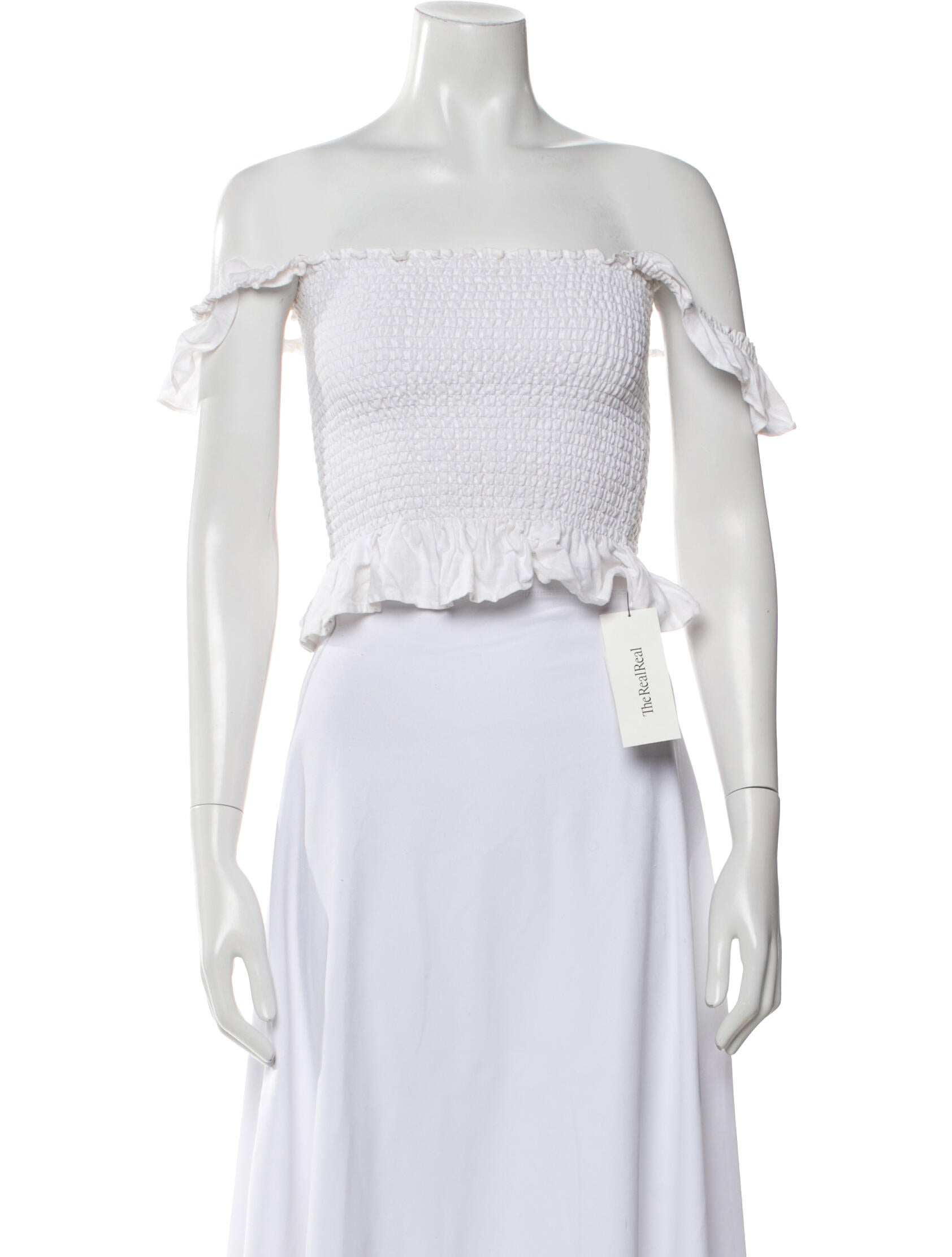 Reformation Linen Off-The-Shoulder Crop Top