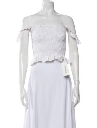 Reformation Linen Off-The-Shoulder Crop Top