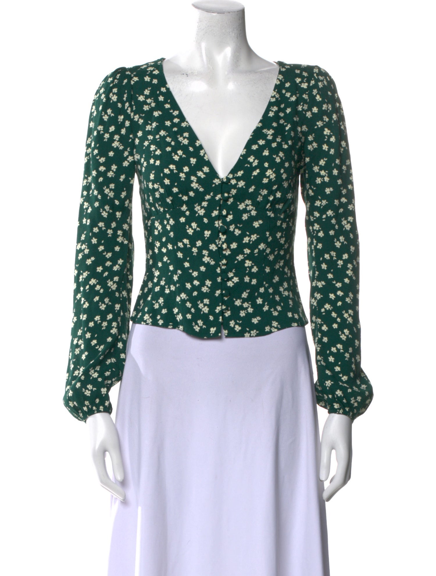 Reformation Floral Print V-Neck Crop Top