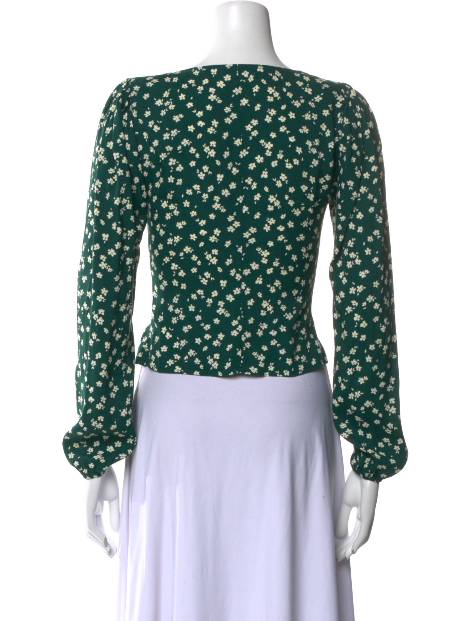 Reformation Floral Print V-Neck Crop Top