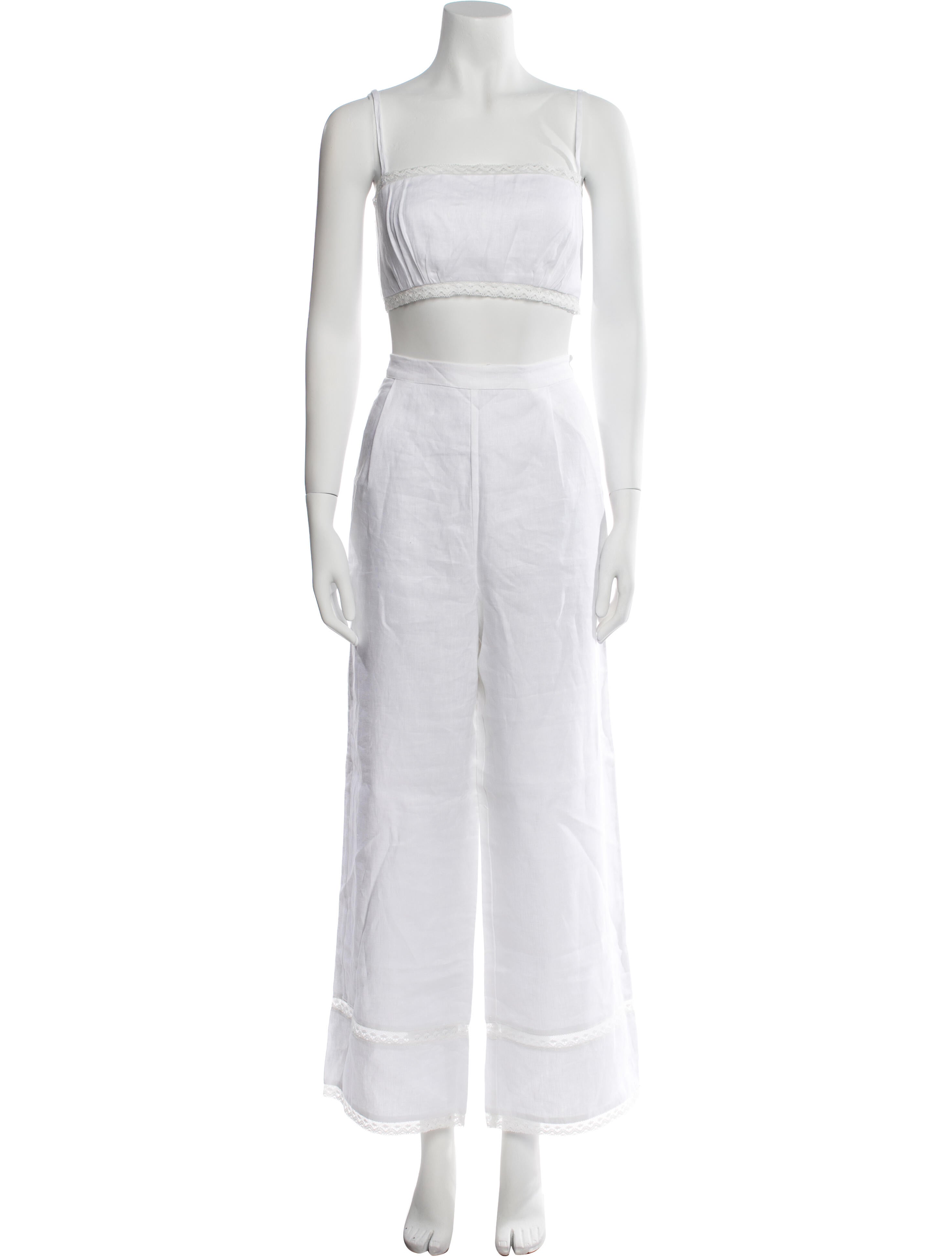 Reformation Linen Lace Trim Embellishment Pant Set w/ Tags