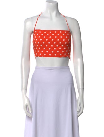 Reformation Polka Dot Print Square Neckline Crop Top