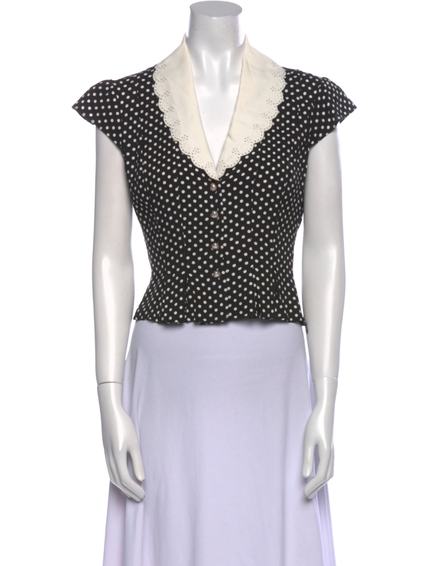 Reformation Polka Dot Print V-Neck Crop Top