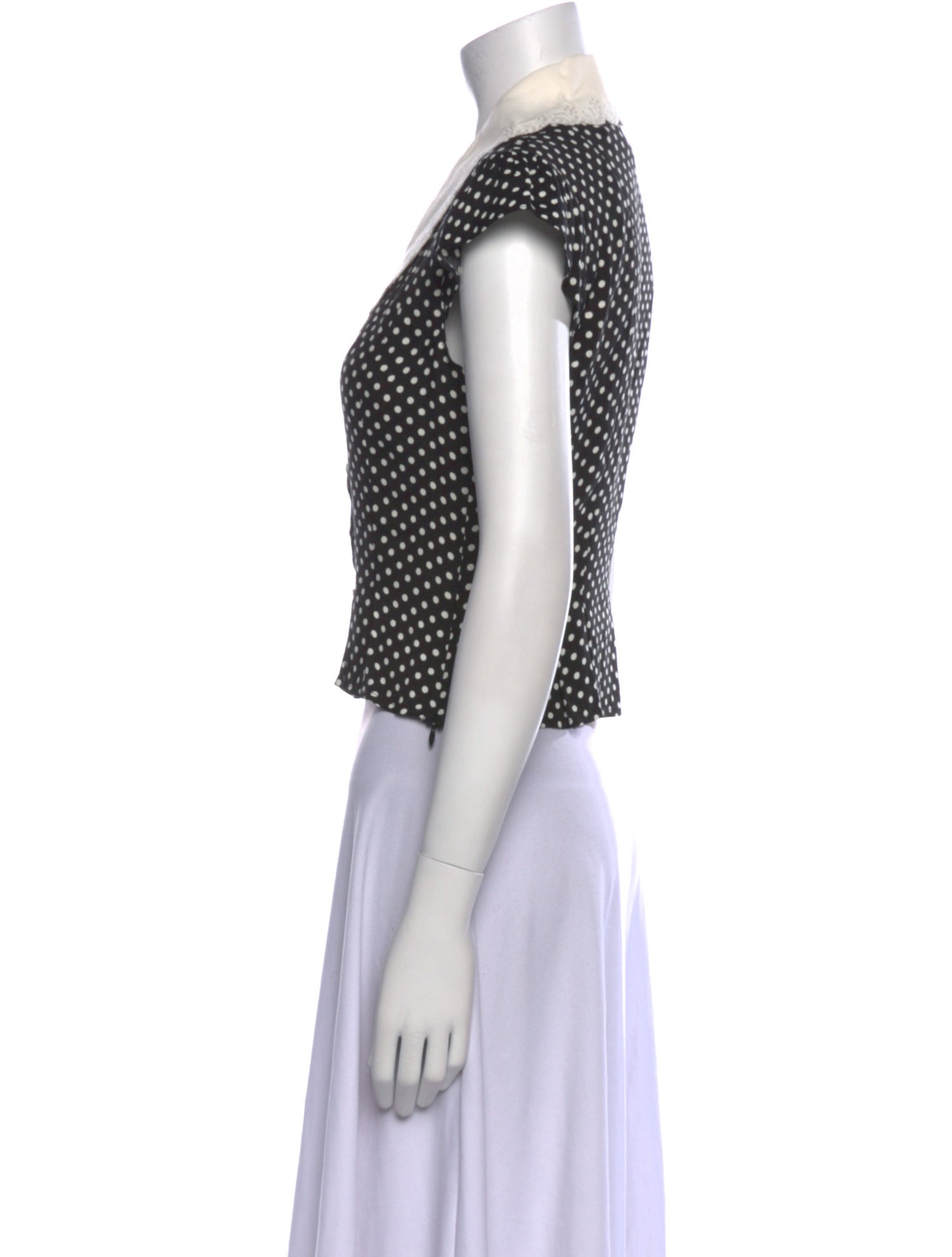Reformation Polka Dot Print V-Neck Crop Top