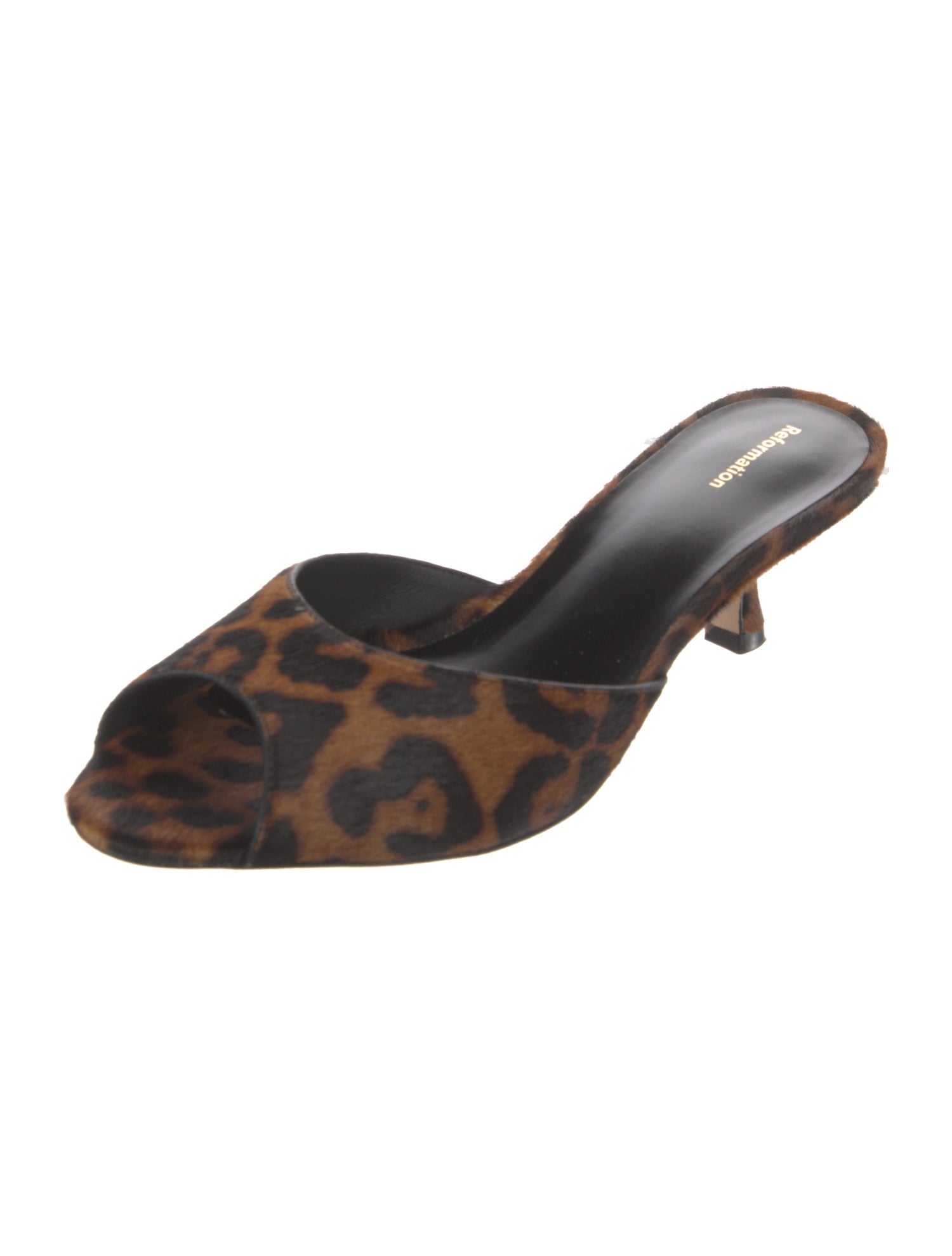 Reformation Ponyhair Animal Print Slides