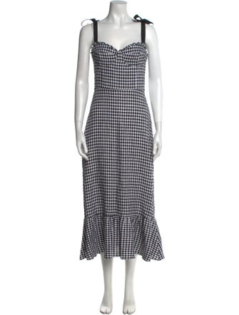 Reformation Plaid Print Long Dress
