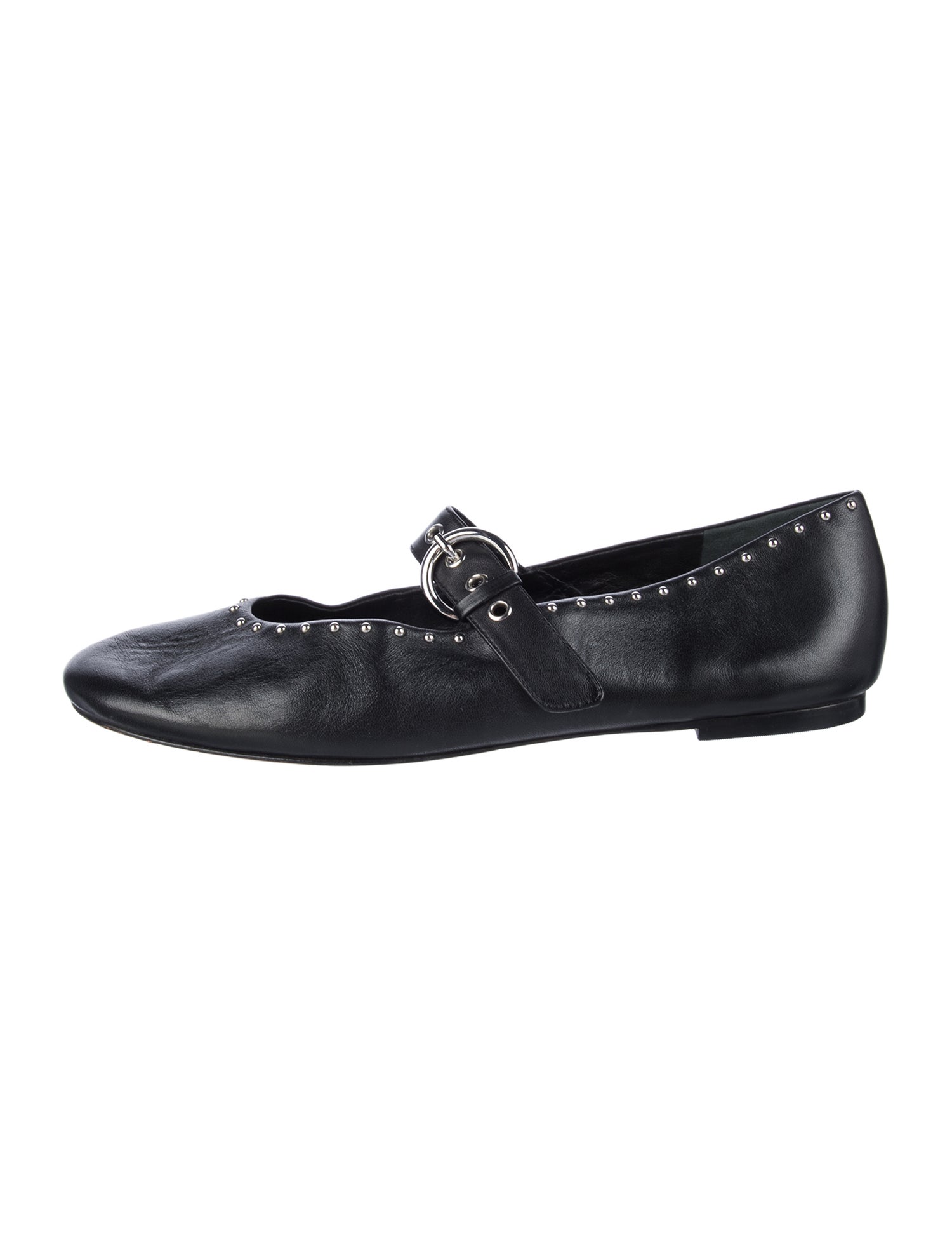 Reformation Leather Studded Accents Mary Jane Flats