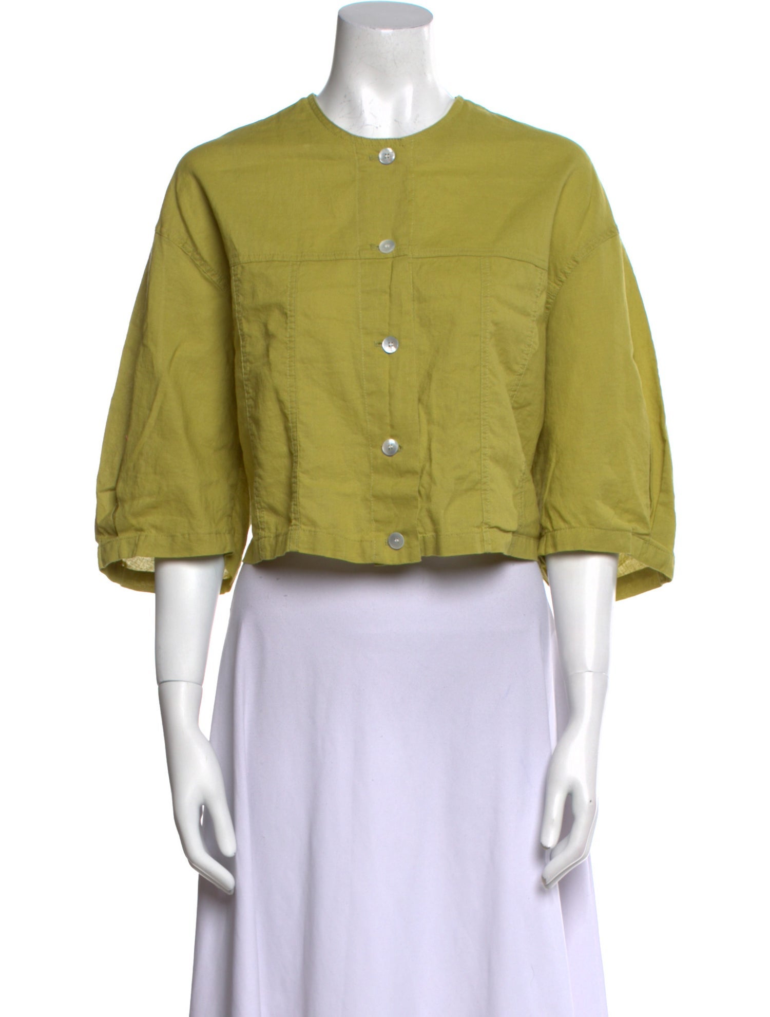 Reformation Linen Crew Neck Crop Top