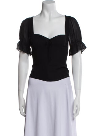 Reformation Square Neckline Short Sleeve Crop Top