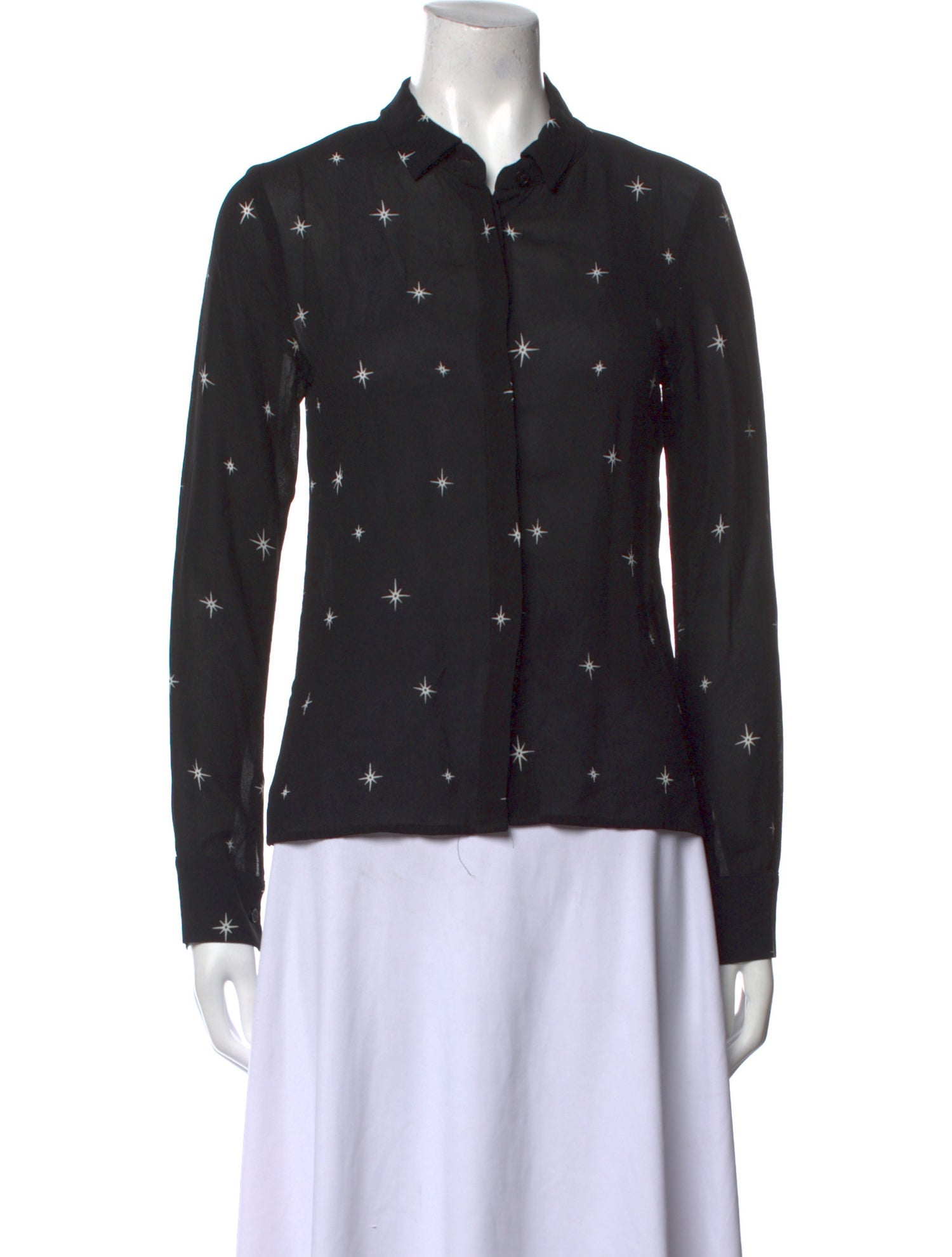 Reformation Printed Long Sleeve Button-Up Top