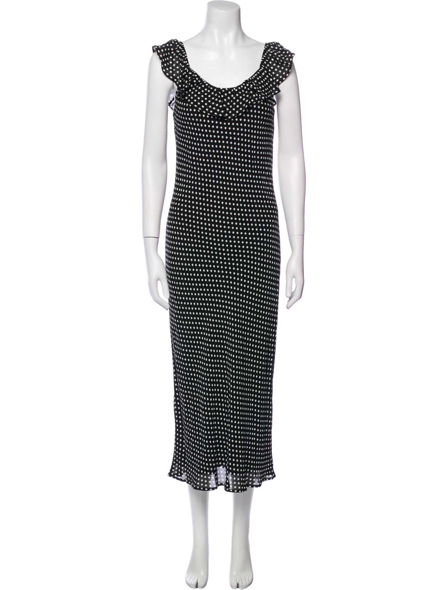 Reformation Polka Dot Print Midi Length Dress