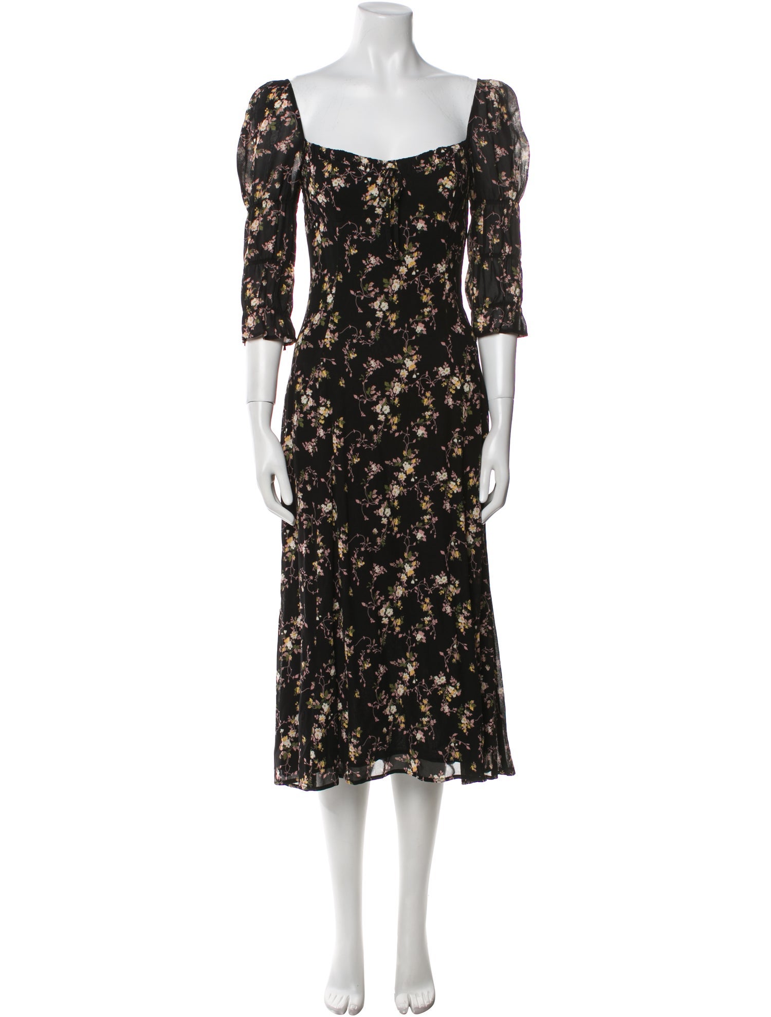 Reformation Floral Print Midi Length Dress