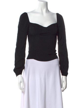Reformation Square Neckline Long Sleeve Crop Top