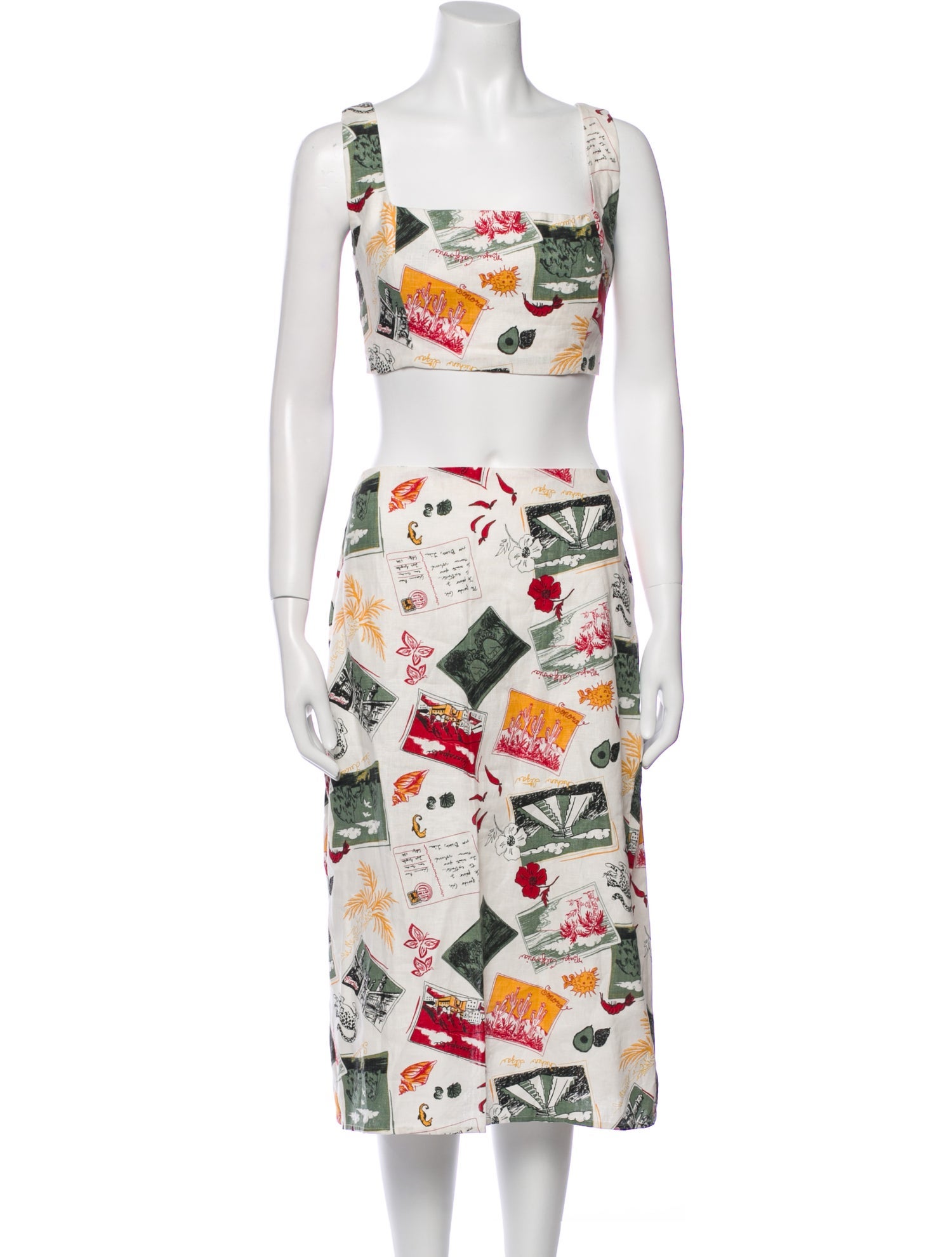 Reformation Linen Printed Skirt Set w/ Tags