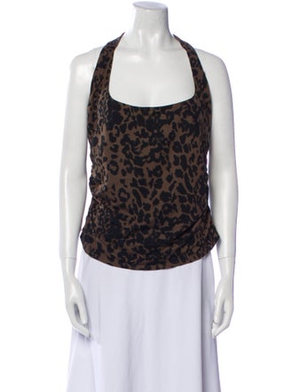 Reformation Animal Print Halterneck Top