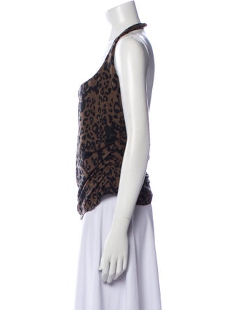 Reformation Animal Print Halterneck Top