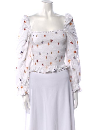 Reformation Linen Floral Print Crop Top