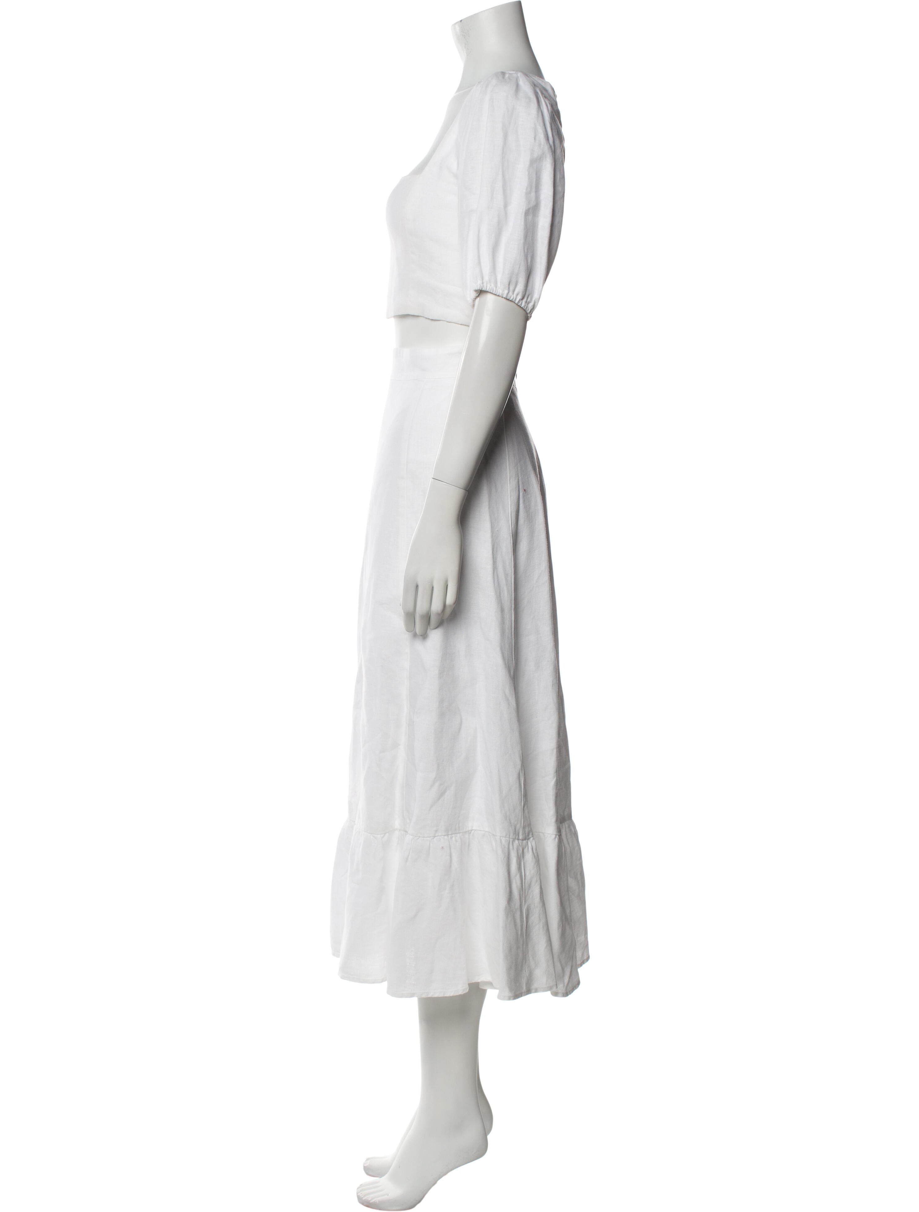 Reformation Linen Ruffle Embellishment Skirt Set