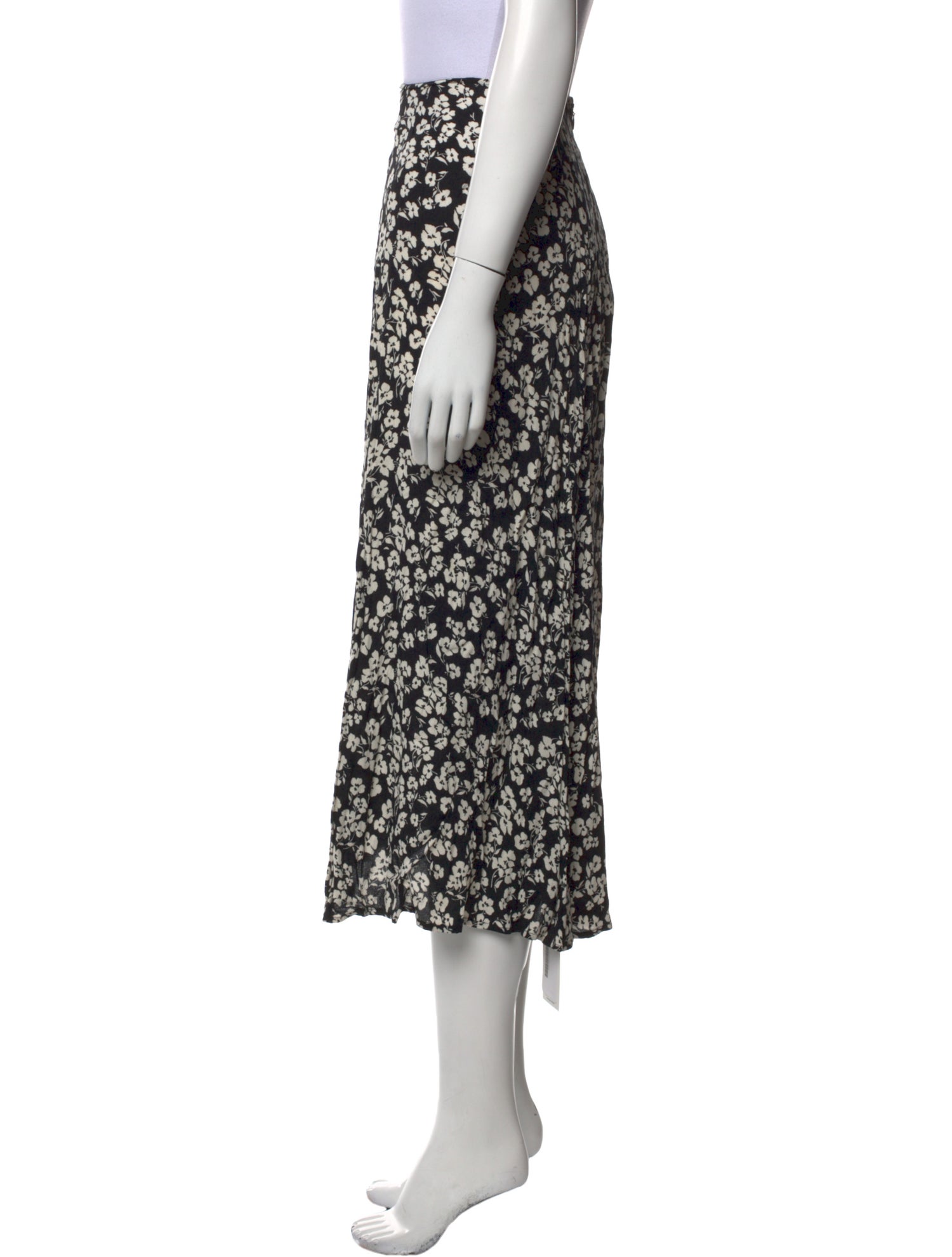 Reformation Floral Print Midi Length Skirt