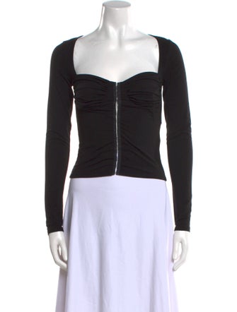 Reformation Square Neckline Long Sleeve Crop Top