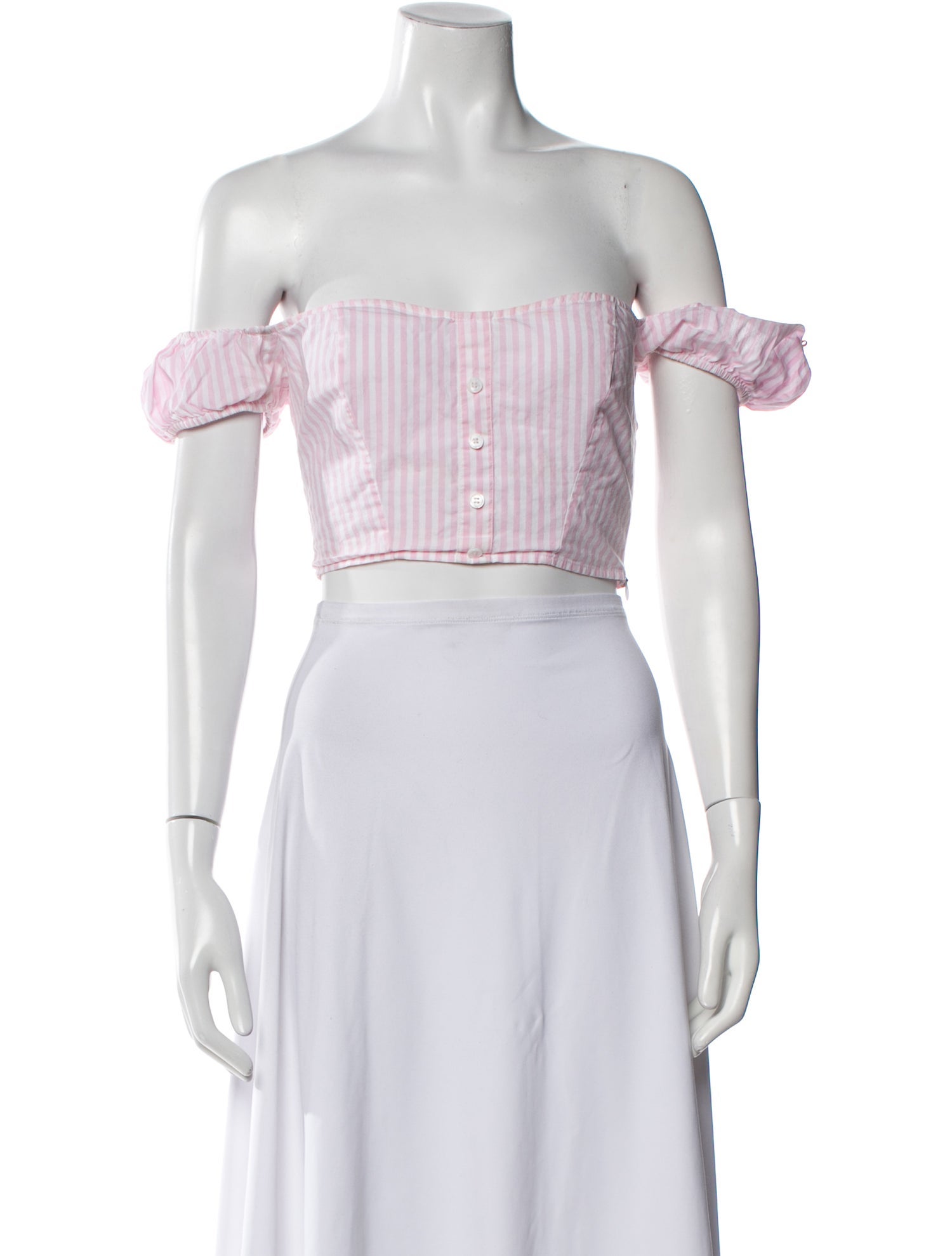 Reformation Striped Off-The-Shoulder Crop Top