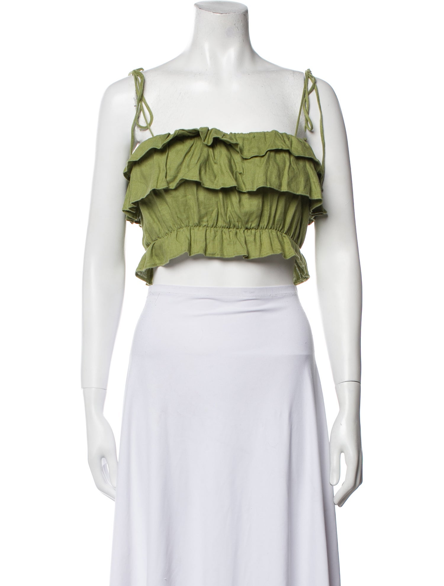 Reformation Linen Square Neckline Crop Top