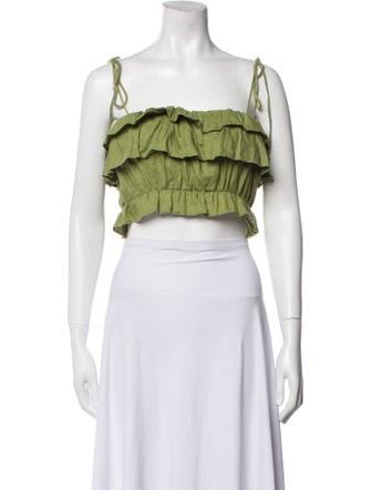 Reformation Linen Square Neckline Crop Top