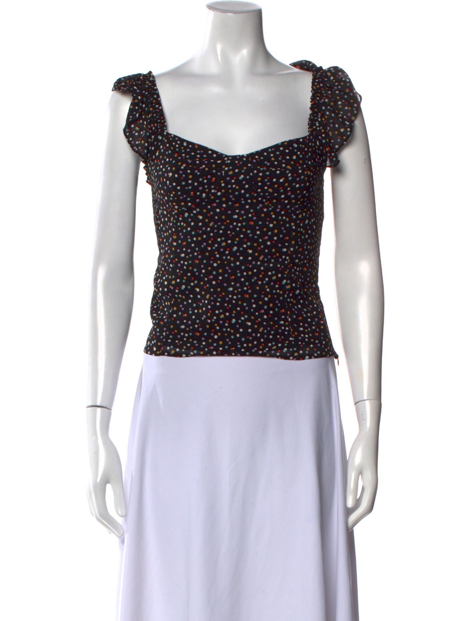 Reformation Polka Dot Print Square Neckline Crop Top