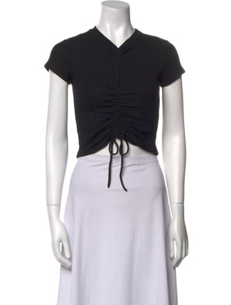 Reformation V-Neck Short Sleeve Crop Top