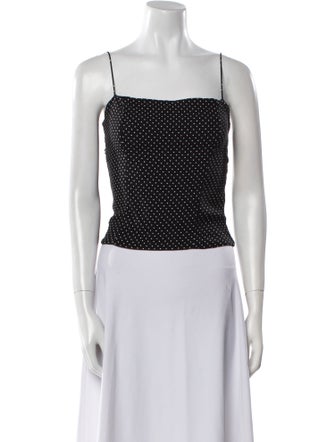 Reformation Polka Dot Print Square Neckline Crop Top
