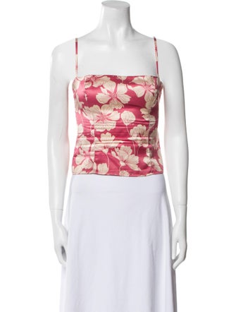 Reformation Silk Floral Print Crop Top