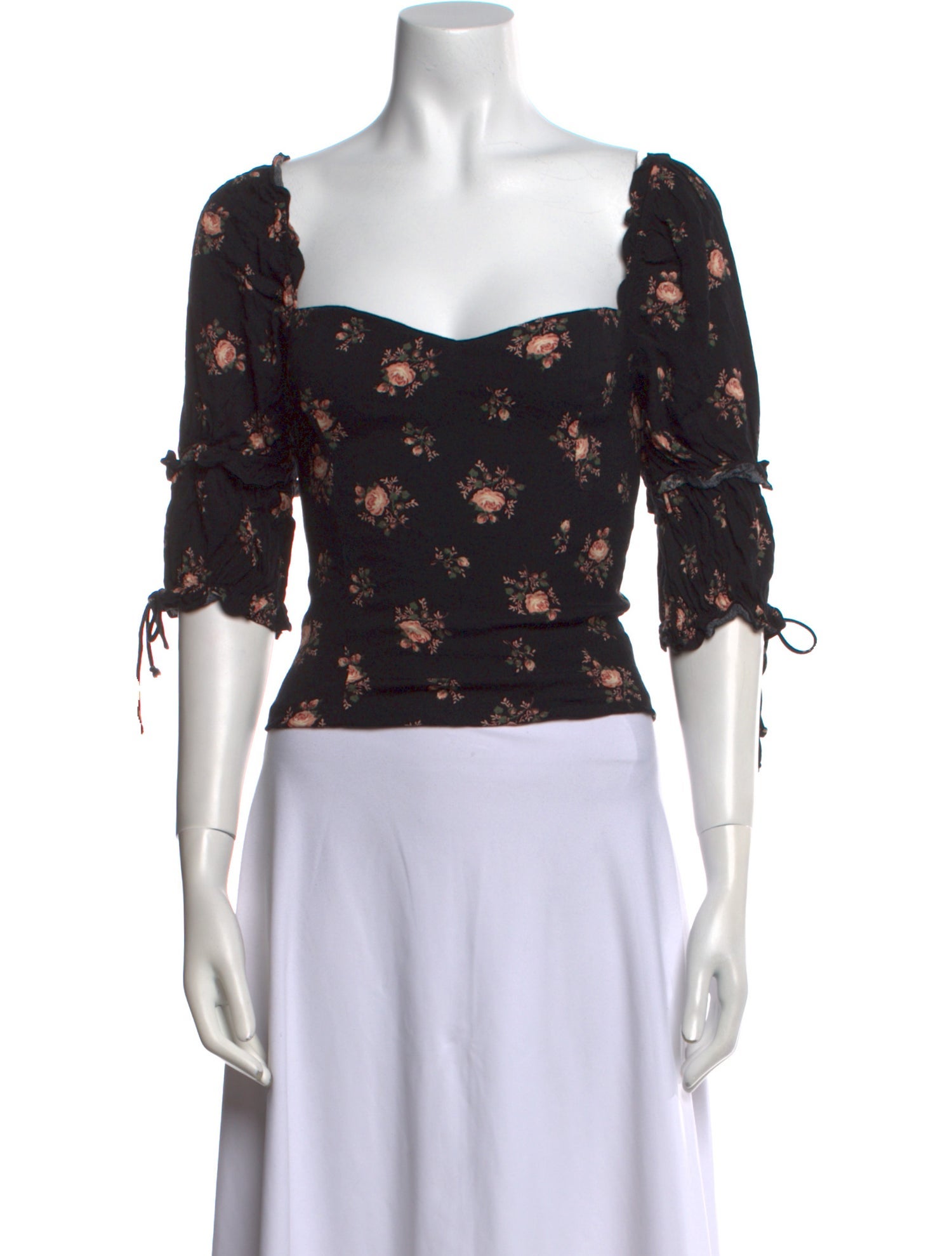 Reformation Floral Print Square Neckline Crop Top